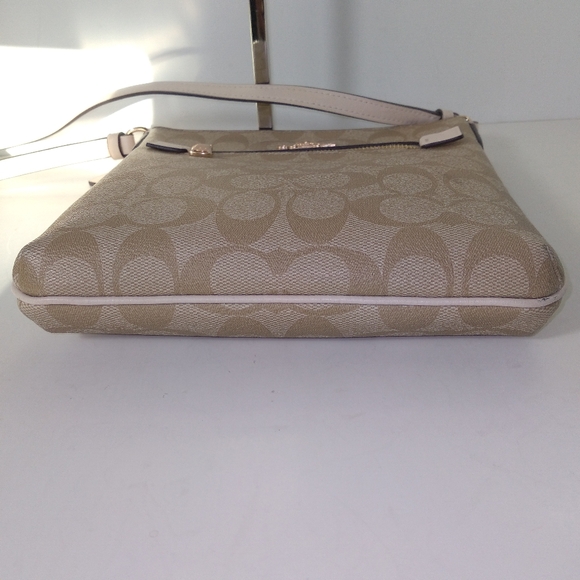 Coach Signature Leather Canvas Light Khaki Mini Rowan File Crossbody Bag Set - Picture 5 of 16